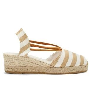Sesto Meucci Womens 6 Striped Espadrille Peep Toe Shoes